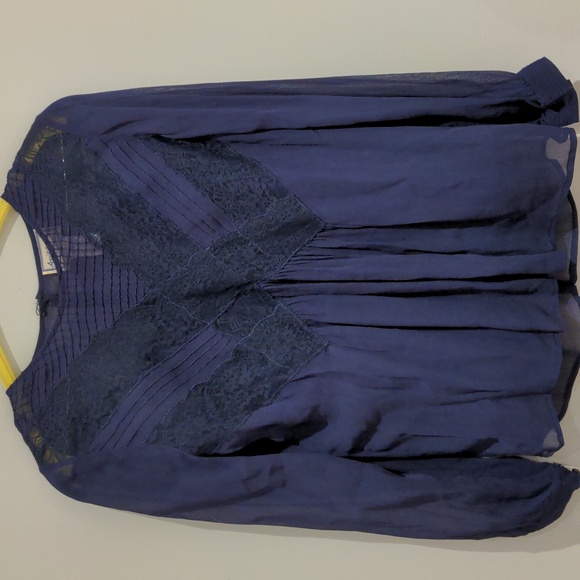 April Cornell Tops - April Cornell Navy Blue Lace Sheer Blouse Size XS